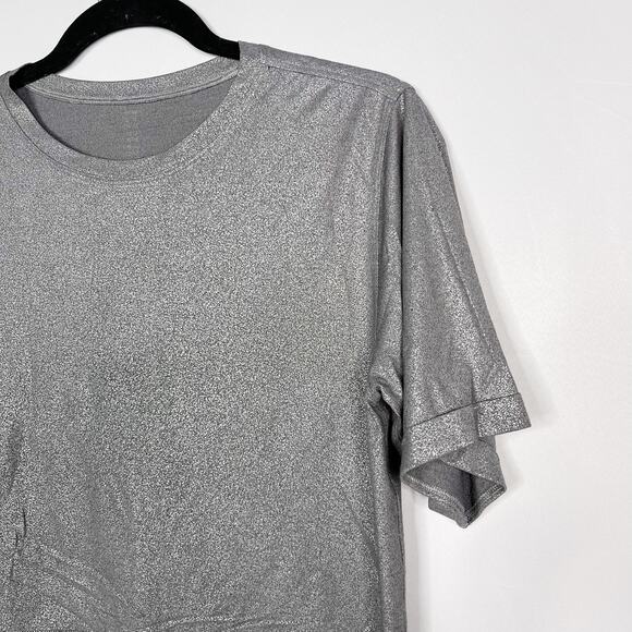 Lululemon X SoulCycle Womens 6 To The Beat Tee Luminosity Foil Print Grey Silver - Picture 3 of 9